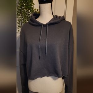 Nwot size XL, cropped hoodie in gorgeous dark grey blue color. By 90 degrees.